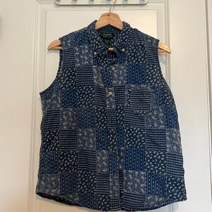 Ralph Lauren Navy Patchwork Sleeveless Shirt